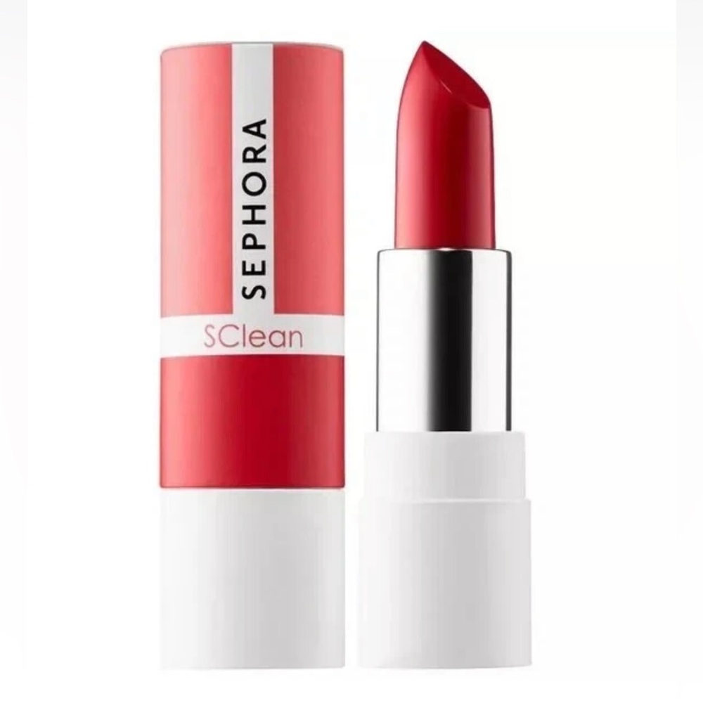 Sephora Collection Clean Vegan Lipstick 'Poppy' Red Satin New & Sealed